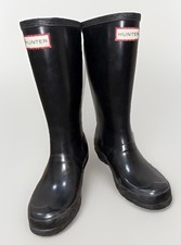 Hunter Original Tall Gloss Kid's Rain Boots Black, Sz: 3boy/4girl, EU 34,classic