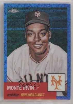 2022 Chrome Platinum Anniversary Blue Mini-Diamond Refractor Monte Irvin 18uq