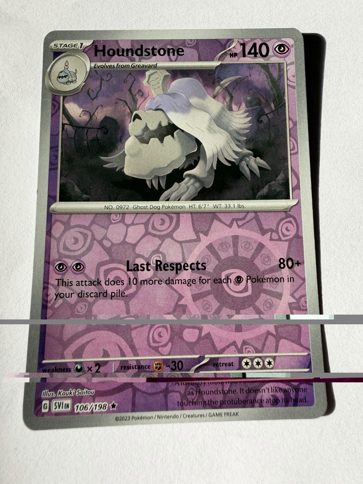 HOUNDSTONE - 106/198 - Pokemon Card - Scarlet & Violet - Rare - Reverse Holo