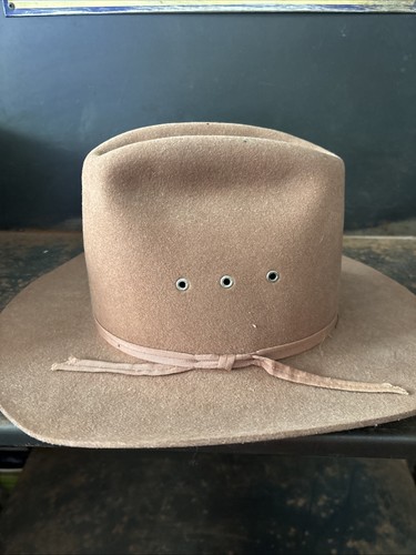 AWESOME VINTAGE LIONS HAT BROWN COWBOY HAT 6 7/8 VERY NICE