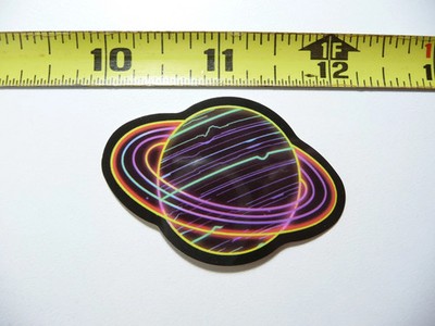 SATURN WITH RINGS SMALL STICKER DECAL NEON STYLE FUN COLORFUL DECO