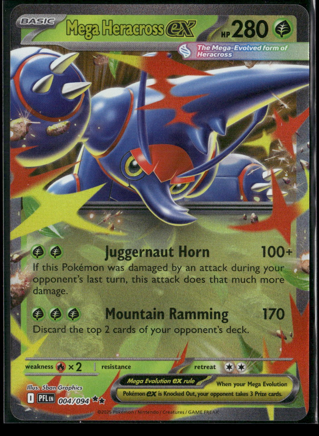 Mega Heracross ex Holo Double Rare ME02: Phantasmal Flames 004/094 NM