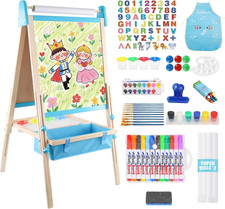 Wooden Easel for Children, Double Sided Chalkboard  Magnetic Whiteboard