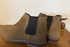 Ben Sherman Men's Brown Suede Chelsea Ankle Boots US 12M Slip-On Round Toe