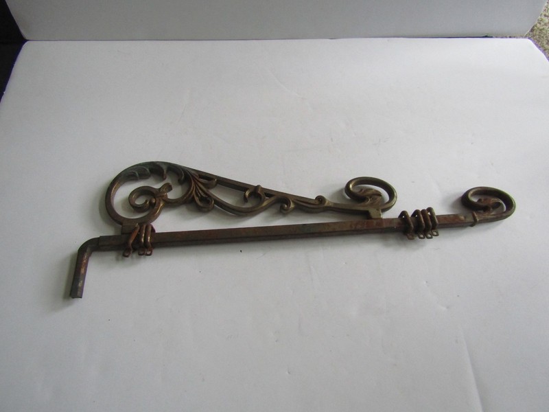 Antique Art Deco Single Swing Arm Curtain Rod Adjustable Cast Bronze Metal