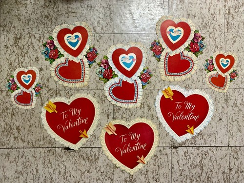 Lot Vintage Dennison Valentine's Day Die Cut Cutout Decorations