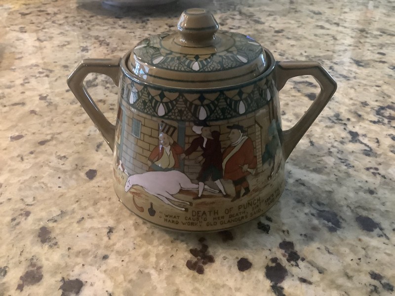 Dr Syntax Buffalo Pottery Emerald Deldare Ware Sugar bowl 1911 Gorgeous! MINTY
