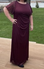 Burgundy Plus Size Formal Mother of the Bride Dress Short Sleeve Floor Length