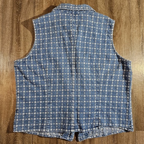 St Johns Bay Vintage Denim Vest Blue Floral Womens Sz XL - Picture 7 of 7