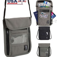 RFID Blocking Passport Vaccine Card Holder Travel Wallet Bag Security Neck Pouch