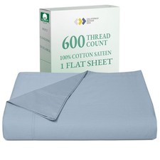 California Design Den King Flat Sheet - 100 Cotton, 600TC, Sateen Weave