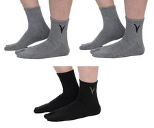 3 Pairs Split Toe V Toe Flip Flop Tabi Socks Grey Black Mini Crew Men Women