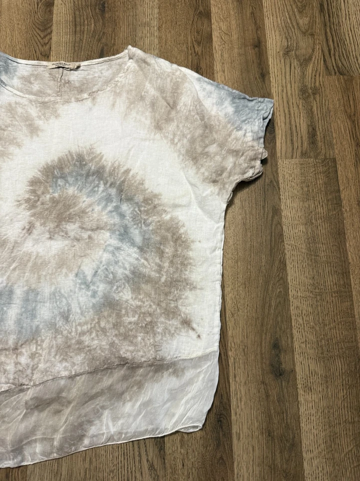 Camisa Valentina Naldi Para Mujer Talla Mediana, Blanca Marrón Negra, Hecha en Italia Foto 4 de 4