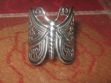 BEAUTIFUL LARGE 925 STERLING SILVER FILIGREE BUTTERFLY RING SIZES 7-8