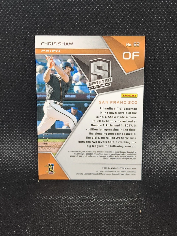 2019 Panini Spectra #62 Chris Shaw RC 40/99 BLUE DONUTS PRIZM (P1) - Image 2 of 2