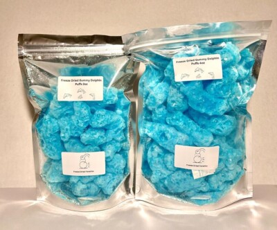 Freeze Dried Gummy Candy Blue Dolphin Puffs *Pick Bag Size* Made Fresh