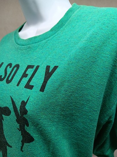 DISNEY WOMENS LARGE GREEN I'M SO FLY PETER PAN TINKER BELL SHORT SLEEVE T-SHIRT - Picture 4 of 10