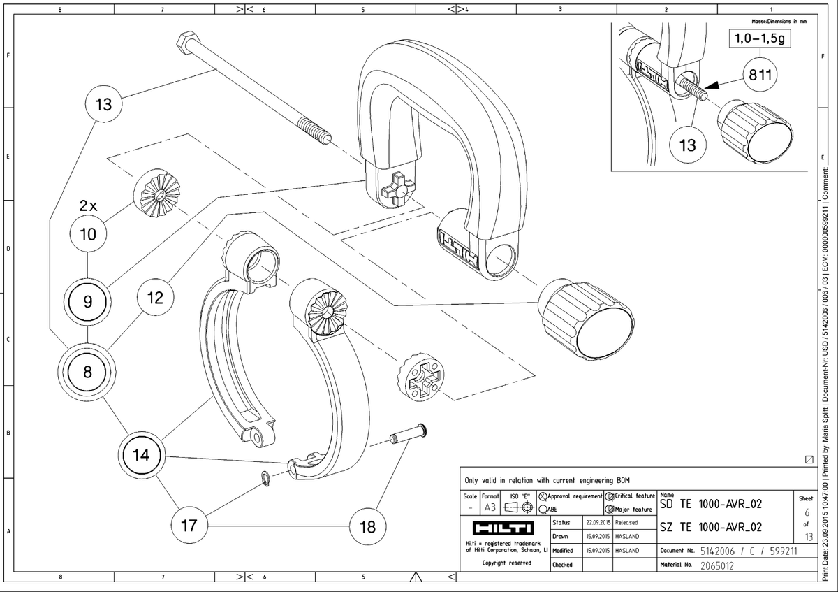 Kit de service, Jeu de joints HILTI TE1000 AVR (02) HIDRIVE TE2000 AVR