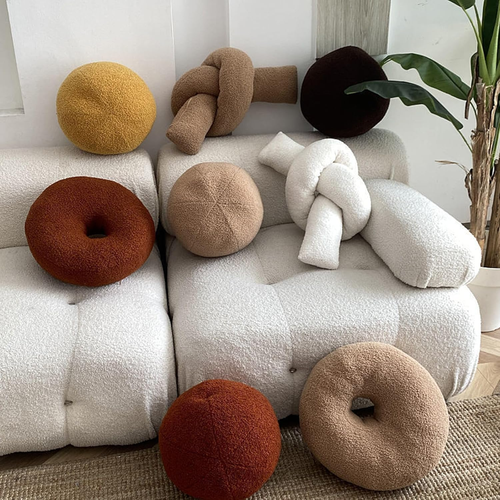Caramel Donut Shaped Plush Pillow,Cute Soft Waist Rest Cushion,Home Decorative T - Picture 6 of 12