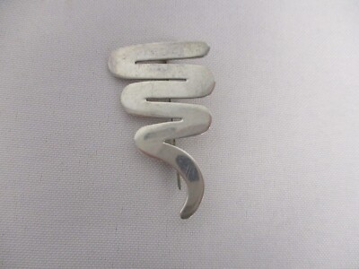 VINTAGE MEXICO 925 STERLING SILVER ZIG ZAG SWIRL BROOCH PIN ~ 1 7