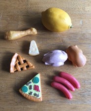 Lot of 10 Pieces Kids Play Pretend Food Hotdogs Turkey Chicken Cheese Pie Pizza
