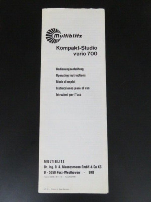 Multiblitz Bedienungsanleitung Kompakt Studio vario 700 - mehrsprachig