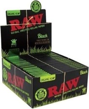 RAW BLACK ORGANIC HEMP KING SIZE SLIM ROLLING PAPER 50CT - 100 Authentic