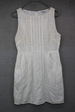 Madewell White Eyelet Dress-Size 4-Sleeveless-Lined-Pockets-Back Zip