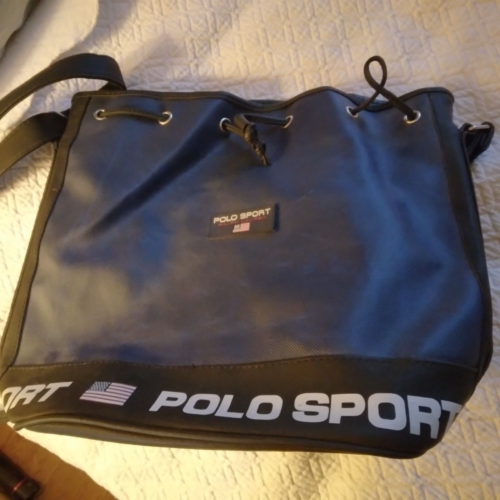Vintage 90’s Polo Sport Ralph Lauren Messenger Shoulder CrossBody Navy Blue Bag - Picture 1 of 6