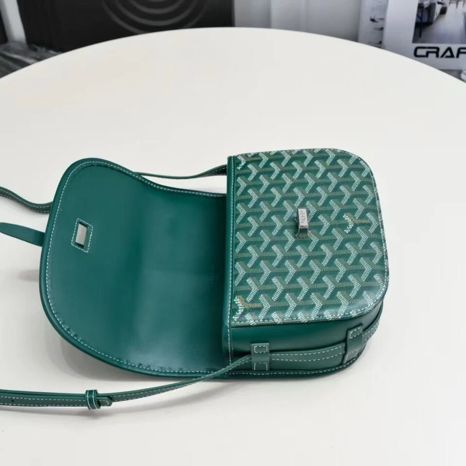Borsa Goyard Belvedere PM tracolla in tela e pelle verde spedizione veloce