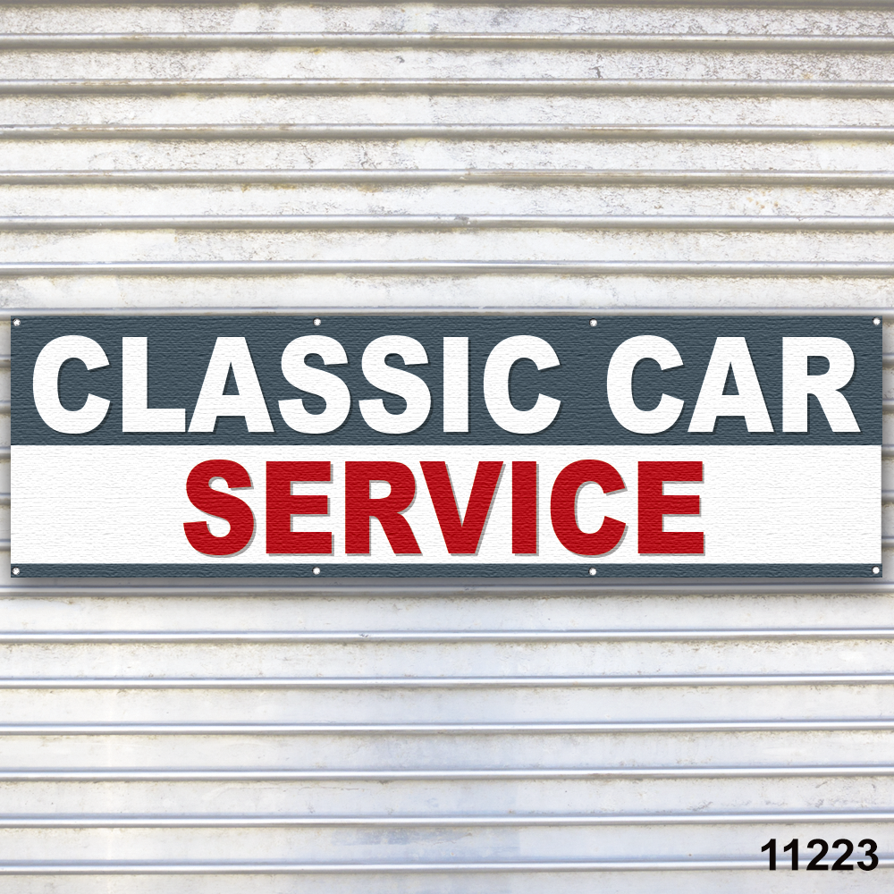 Classic Car Service Banner Sign Auto Repair Tire Dealer Service Bay Garage