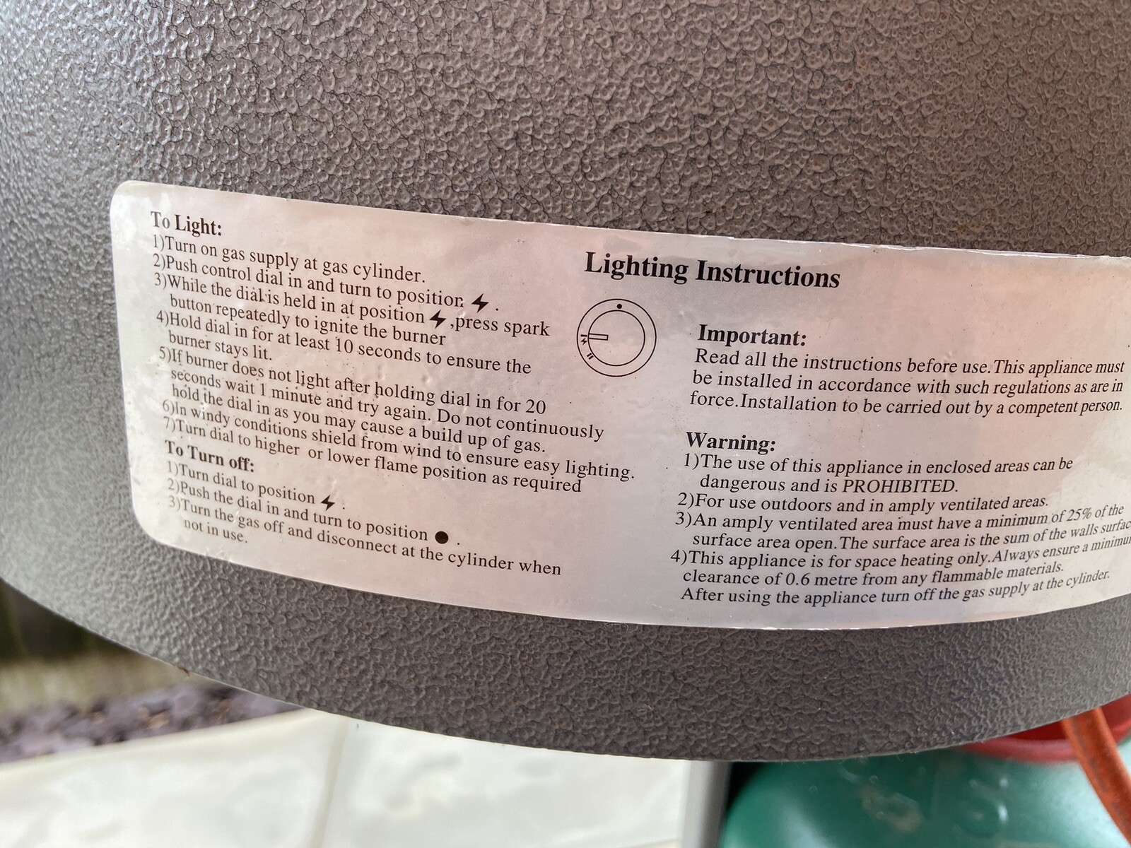 Gas Patio Heater With 13kg Propane Gas Bottle, Very Good Working