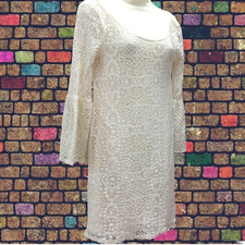 American Eagle Outfitters AEO Crochet Lace Dress Womens S Boho Creme Ivory