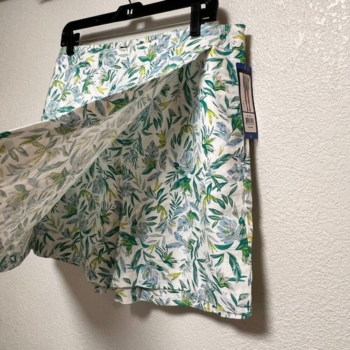 NWT Ellen Tracy Linen Womens Green White Skort Women Size L - Picture 2 of 7