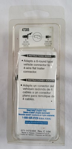 NIP Universal Trailer towing light wiring adaptor 6 round to 4 flat - Picture 2 of 4