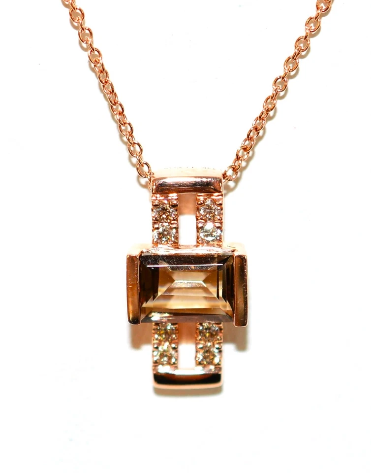 Collar colgante de diamantes y cuarzo ahumado natural LeVian de oro rosa de 14 quilates 1,02 tcw Foto 2 de 4