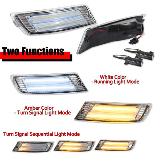 For 05-07 Jeep Liberty Clear Lens Front Corner Dynamic Amber LED Signal DRL Lamp - Picture 2 of 12