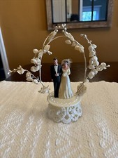 Decoración de pastel de boda novia novio flores arco base de plástico vintage