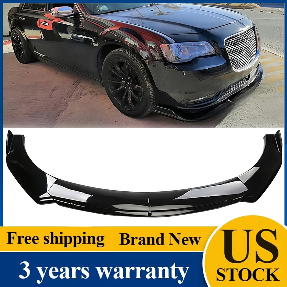 Front Bumper Lip Splitter Spoiler Body Kit For Chrysler 300 2015-22 Gloss Black