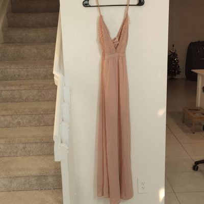 Tobi Dress Womens Large Opposites Attract Cross Back Slit Maxi Pink