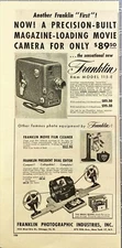Franklin Photographic Industries "Magazine-Loading Movie Camera 115-E" Ad 1949