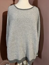 CJ Banks Pullover Sweater Womens 3X Gray And White Soft Feeling Woven Pattern