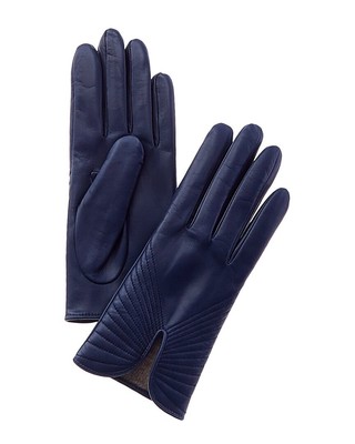 Portolano Piping Detail Cashmere-Lined Leather Gloves Women's