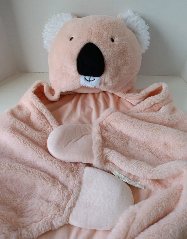 Koala Cabeza Capucha Mitón Estilo Manta Almohada Fuerte Niños Cálido Invierno Diversión Rosa Foto 2 de 4