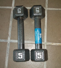 Fitness Gear Cast Iron Hex Dumbbells - 5 Lbs PAIR/SET NEW 