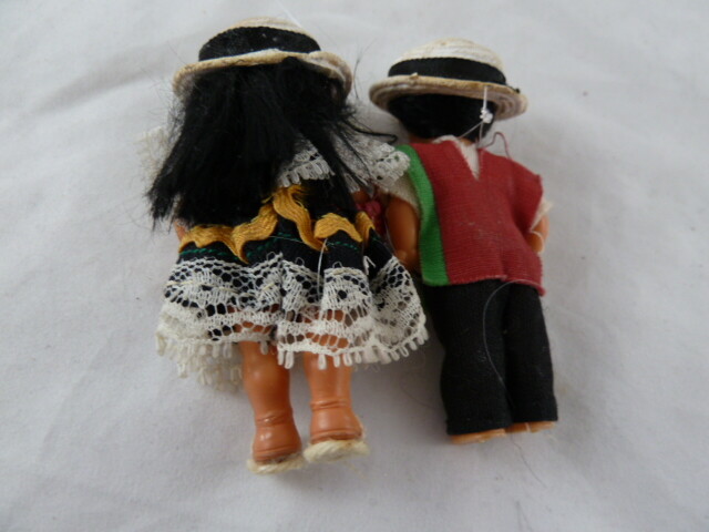 Vintage Small 3.25" Mexican Dolls Movable Arms Legs Very Nice used as Ornaments
