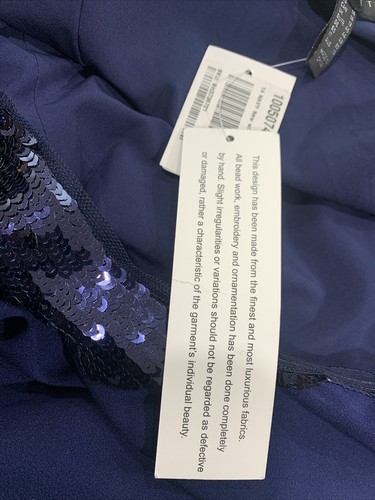 Aidan Mattox Crepe & Sequin One-Shoulder Gown - Navy, Size 14 - Picture 13 of 18