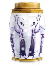 WILLIAMSON TEA ELEPHANT CADDY TIN 40 EARL GREY TEA BAGS -SNOW GLOBE