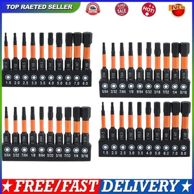 10/20 Pcs Allen Key Drill Bit Set S2 Steel Metric & SAE 1/4 Hex-Shank 2 In Long