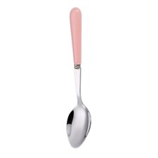 Edelstahl Fruchtl&ouml;ffel Zackenl&ouml;ffel Dessertl&ouml;ffel mit Keramikgriff 14.5cm Rosa